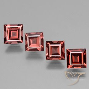 Gemas de Granate rodolita Rojo ladrillo intenso natural de 2.96 ct, Cuadrado, VS