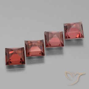 Gemas de Granate rodolita Rojo ladrillo intenso natural de 2.96 ct, Cuadrado, VS