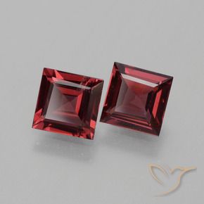 Gemas de Granate rodolita Rojo medio natural de 1.37 ct, Cuadrado, VS
