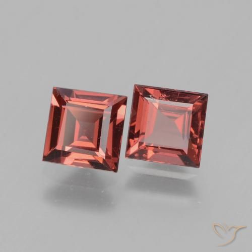 Gemas de Granate rodolita Rojo medio natural de 1.51 ct, Cuadrado, VS