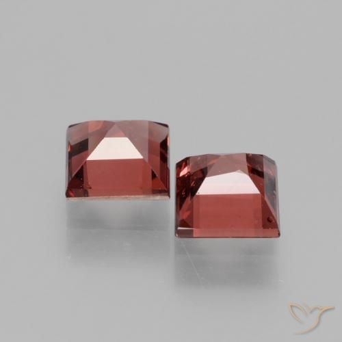 Gemas de Granate rodolita Rojo medio natural de 1.51 ct, Cuadrado, VS