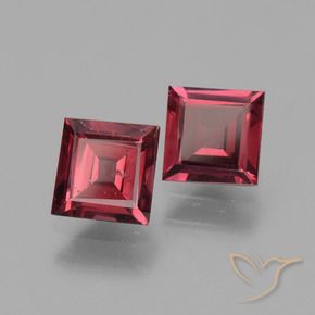 Gemas de Granate rodolita Rojo medio natural de 1.50 ct, Cuadrado, VS