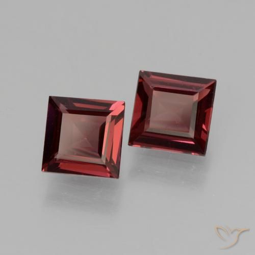 Gemas de Granate rodolita Rojo oscuro natural de 1.43 ct, Cuadrado, VS