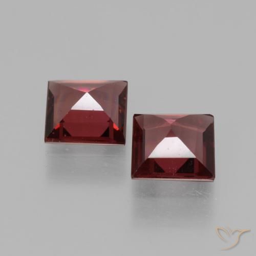 Gemas de Granate rodolita Rojo oscuro natural de 1.43 ct, Cuadrado, VS