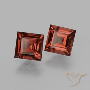 Gemas de Granate rodolita Rojo medio natural de 1.48 ct, Cuadrado, VVS-VS