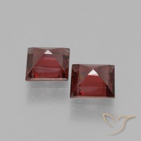 Gemas de Granate rodolita Rojo oscuro natural de 1.48 ct, Cuadrado, VS