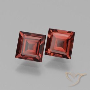 Gemas de Granate rodolita Rojo oscuro natural de 1.42 ct, Cuadrado, VS