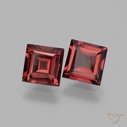 Gemas de Granate rodolita Rojo oscuro natural de 1.38 ct, Cuadrado, VS
