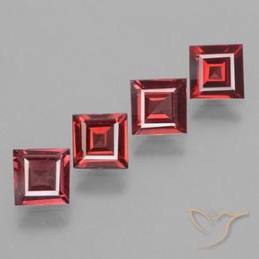 Gemas de Granate rodolita Rojo oscuro natural de 2.22 ct, Cuadrado, VS