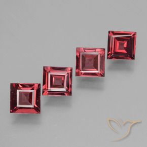Gemas de Granate rodolita Rojo medio natural de 2.52 ct, Cuadrado, VS
