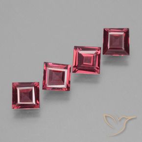 Gemas de Granate rodolita Rojo rosado natural de 2.25 ct, Cuadrado, VS