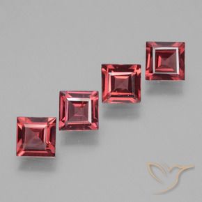 Gemas de Granate rodolita Rojo rosado natural de 2.54 ct, Cuadrado, VS