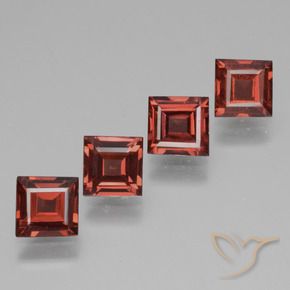 Gemas de Granate rodolita Rojo medio natural de 2.43 ct, Cuadrado, VS