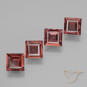 Gemas de Granate rodolita Rojo medio natural de 2.38 ct, Cuadrado, VS