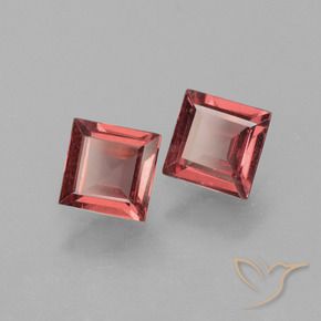 Gemas de Granate rodolita Rojo claro natural de 1.39 ct, Cuadrado, VS