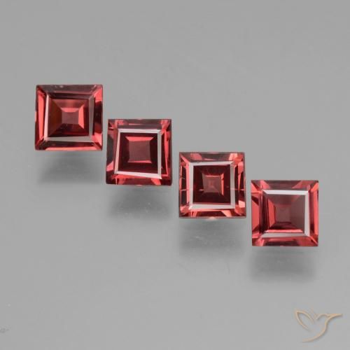 Gemas de Granate rodolita Rojo medio natural de 2.33 ct, Cuadrado, VS