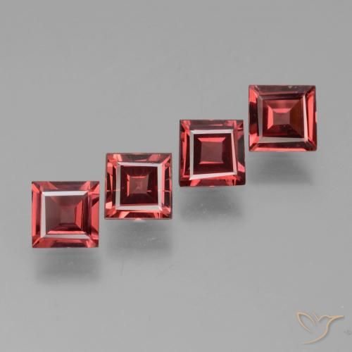Gemas de Granate rodolita Rojo medio natural de 2.33 ct, Cuadrado, VS