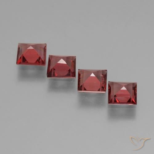 Gemas de Granate rodolita Rojo medio natural de 2.33 ct, Cuadrado, VS