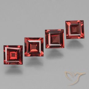 Gemas de Granate rodolita Rojo escarlata intenso natural de 2.65 ct, Cuadrado, VS