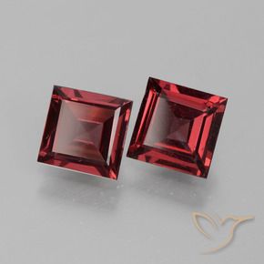 Gemas de Granate rodolita Rojo vino intenso natural de 1.39 ct, Cuadrado, VS