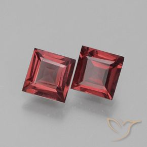 Gemas de Granate rodolita Rojo vino intenso natural de 1.37 ct, Cuadrado, VS