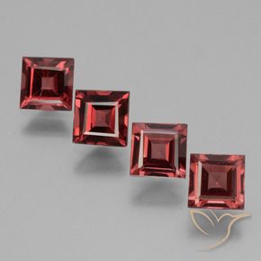 Gemas de Granate rodolita Rojo merlot natural de 2.65 ct, Cuadrado, VS