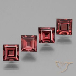 Gemas de Granate rodolita Rojo oscuro natural de 3.08 ct, Cuadrado, VS