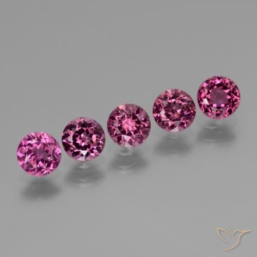 Gemas de Granate rodolita Rosado magenta intenso natural de 2.61 ct, Redondo, VS