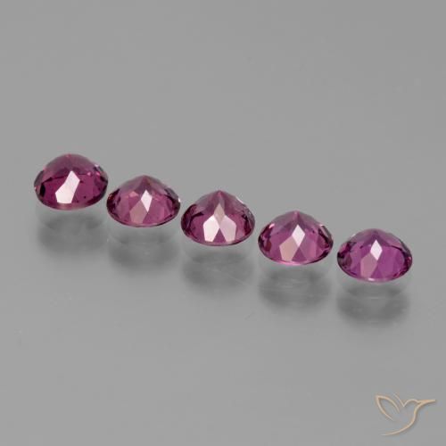 Gemas de Granate rodolita Rosado magenta intenso natural de 2.61 ct, Redondo, VS