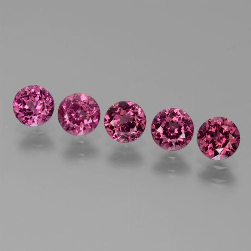 Gemas de granate rodolita rojo natural de 2,49 ct, corte redondo, VS