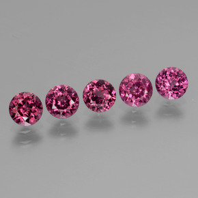 Gemas de granate rodolita rojo natural de 2,49 ct, corte redondo, VS