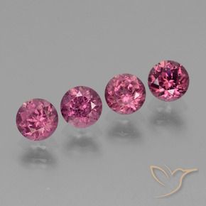 Gemas de granate rodolita púrpura medio natural de 2,12 ct, corte redondo, VS