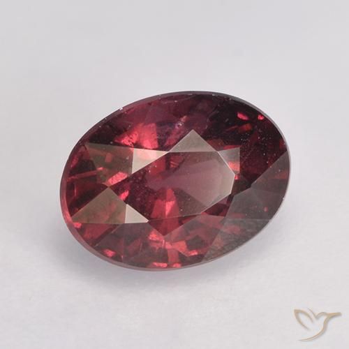 Granate rodolita Rojo oscuro medio natural de 1.25 ct, Ovalada, VS