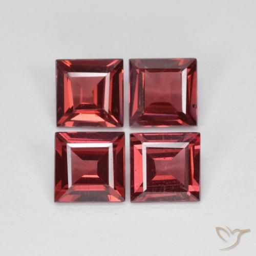 3.12ctw Natural Rojo vino intenso Granate rodolita, Cuadrado, VS