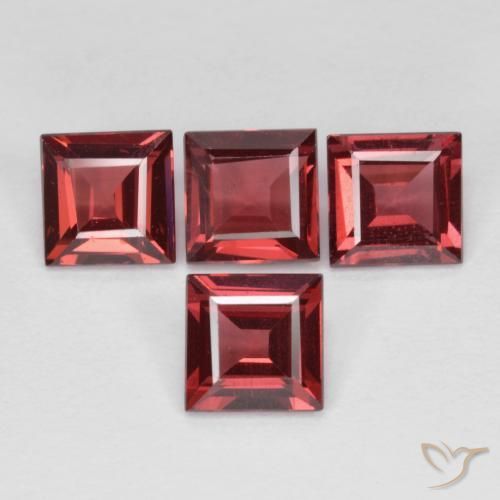 Gemas de Granate rodolita Rojo vino intenso natural de 3.12 ct, Cuadrado, VS
