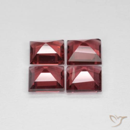 Gemas de Granate rodolita Rojo vino intenso natural de 3.12 ct, Cuadrado, VS