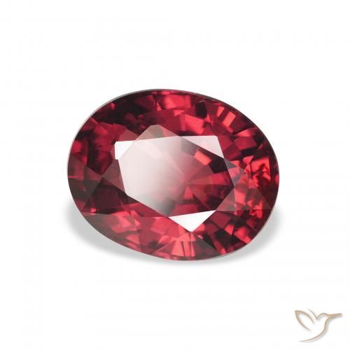 Granate rodolita Rojo oscuro natural de 2.86 ct, Ovalada, VS