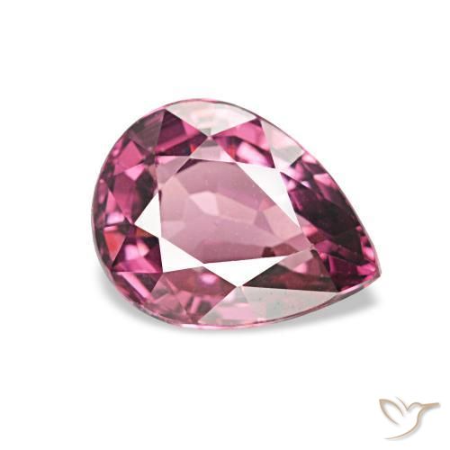 Granate rodolita Púrpura medio natural de 1.10 ct, En forma de pera, VVS