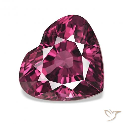 Granate rodolita Púrpura medio natural de 4.12 ct, Corazón, VVS