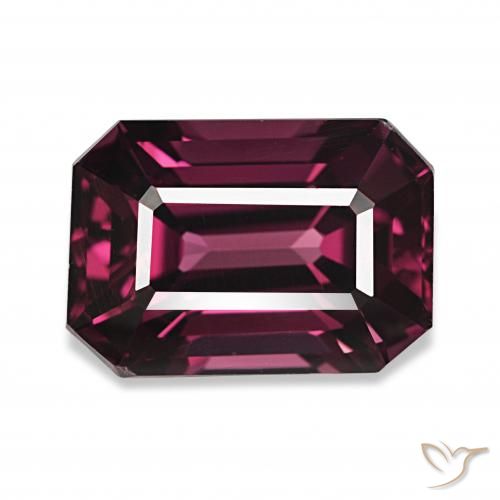 4.61ct Rojo púrpura Granate rodolita, corte esmeralda, VVS