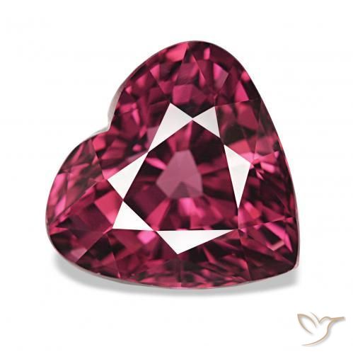 Granate rodolita Púrpura oscuro natural de 4.24 ct, Forma de corazón, VS