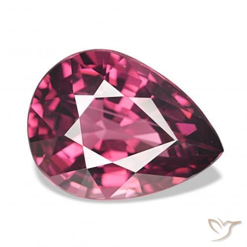 Granate rodolita Magenta intenso natural de 4.63 ct, En forma de pera, VVS-VS
