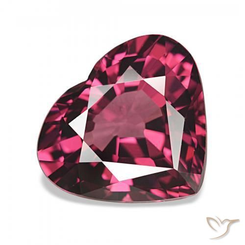 Granate rodolita Rojo frambuesa natural de 4.08 ct, Forma de corazón, VS