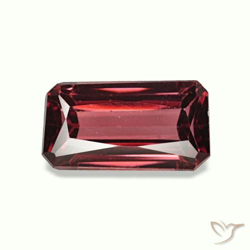 Granate rodolita rojo natural de 1,23 ct, corte esmeralda, VS