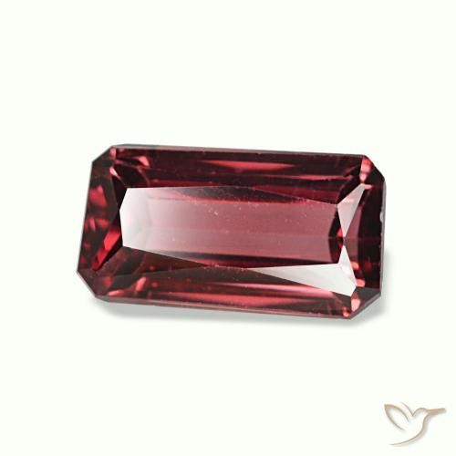 Granate rodolita rojo natural de 1,23 ct, corte esmeralda, VS