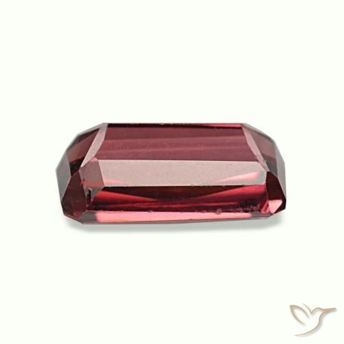 Granate rodolita rojo natural de 1,23 ct, corte esmeralda, VS