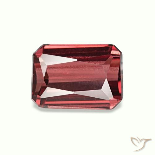 Granate rodolita rojo natural de 0,92 ct, corte esmeralda, VVS-VS