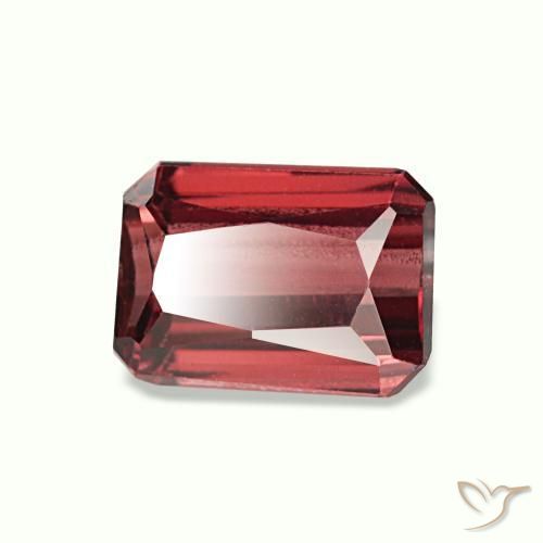 Granate rodolita rojo natural de 0,92 ct, corte esmeralda, VVS-VS
