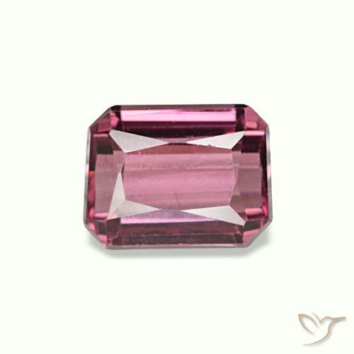 Granate rodolita rojo de 0,86 ct, corte esmeralda, VVS-VS
