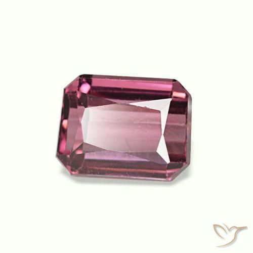 Granate rodolita rojo natural de 0,86 ct, corte esmeralda, VVS-VS